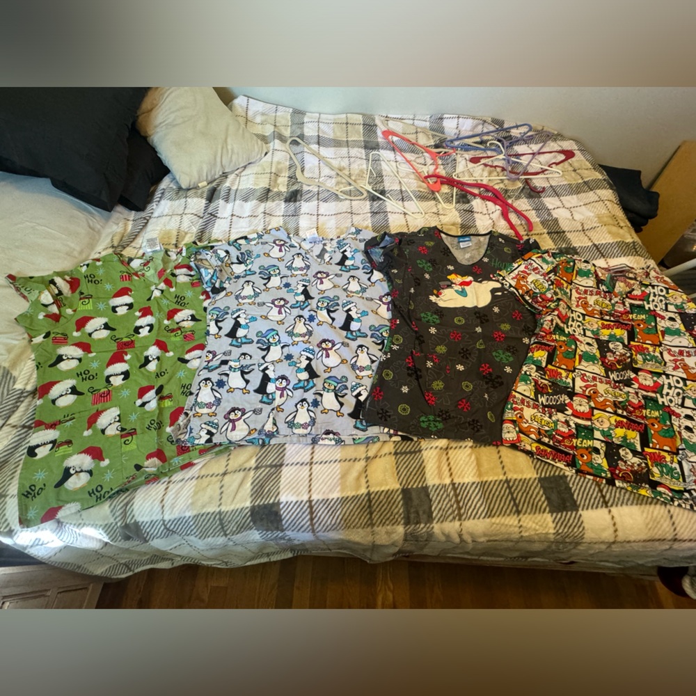 4 Christmas scrub tops